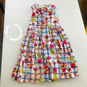 VINTAGE LAURA ASHLEY girls white floral picnic Dress size 7-8